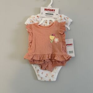 NWT Huggies Babywear Girls Summer Outfit Set - Size 3M